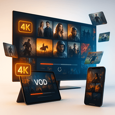 Qualité 4K8K et VOD massive (170 000 films et séries)