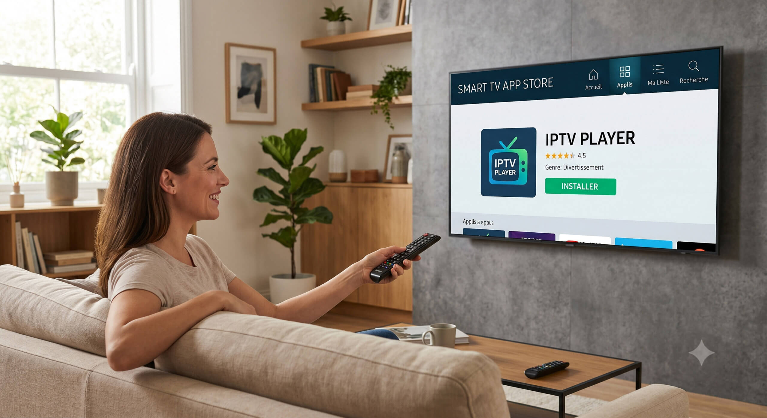 Amis regardant le foot via IPTV en Smart TV